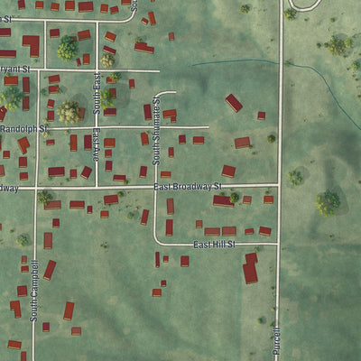 Second close-up of the map of Edina, Missouri print showing more streets and buildings