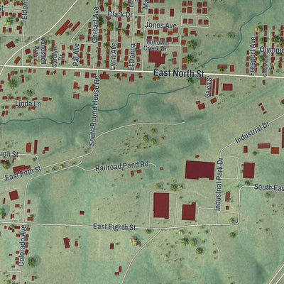 Second close-up of the map of Eldon, Missouri print showing more streets and buildings