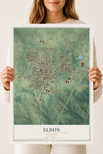 Map of Eldon, Missouri, 18 x 24 inch unframed archival matte print