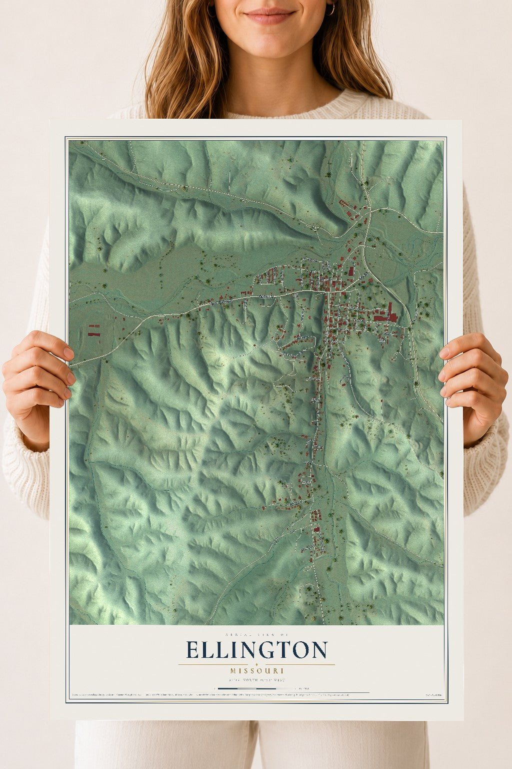Map of Ellington, Missouri, 18 x 24 inch unframed archival matte print