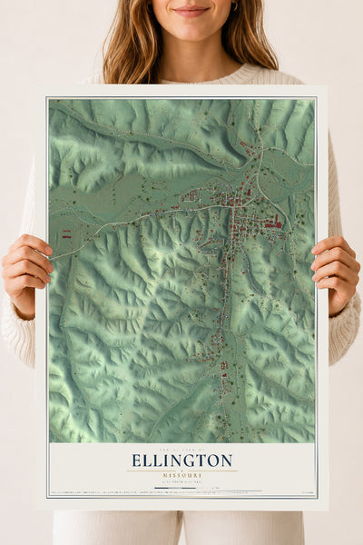 Map of Ellington, Missouri, 18 x 24 inch unframed archival matte print