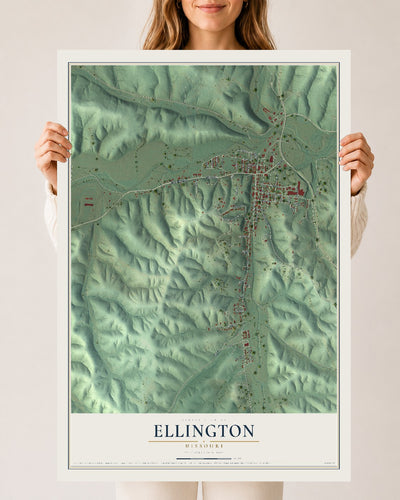 Map of Ellington, Missouri, 24 x 36 inch unframed archival matte print