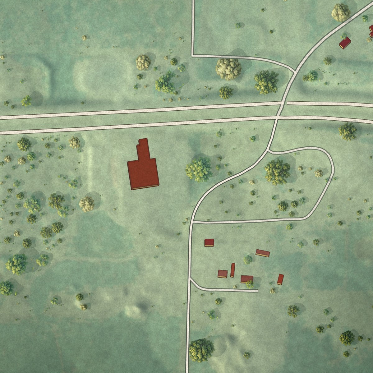 Second close-up of the map of Ellsinore, Missouri print showing more streets and buildings