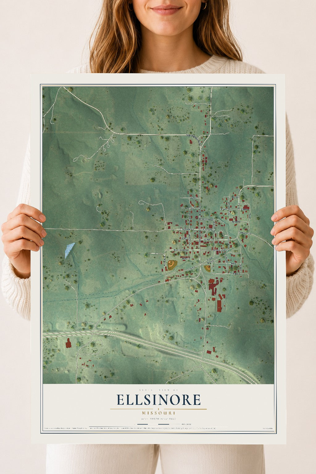 Map of Ellsinore, Missouri, 18 x 24 inch unframed archival matte print
