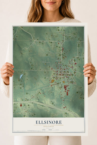 Map of Ellsinore, Missouri, 18 x 24 inch unframed archival matte print