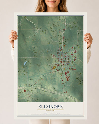 Map of Ellsinore, Missouri, 24 x 36 inch unframed archival matte print