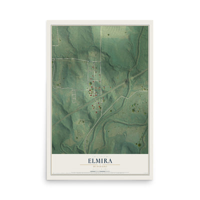 Map of Elmira, Missouri, 12 x 18 inch unframed archival matte print