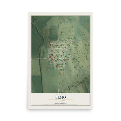 Map of Elmo, Missouri, 12 x 18 inch unframed archival matte print