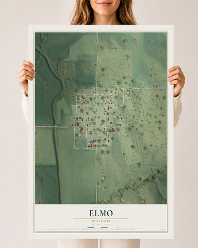 Map of Elmo, Missouri, 24 x 36 inch unframed archival matte print