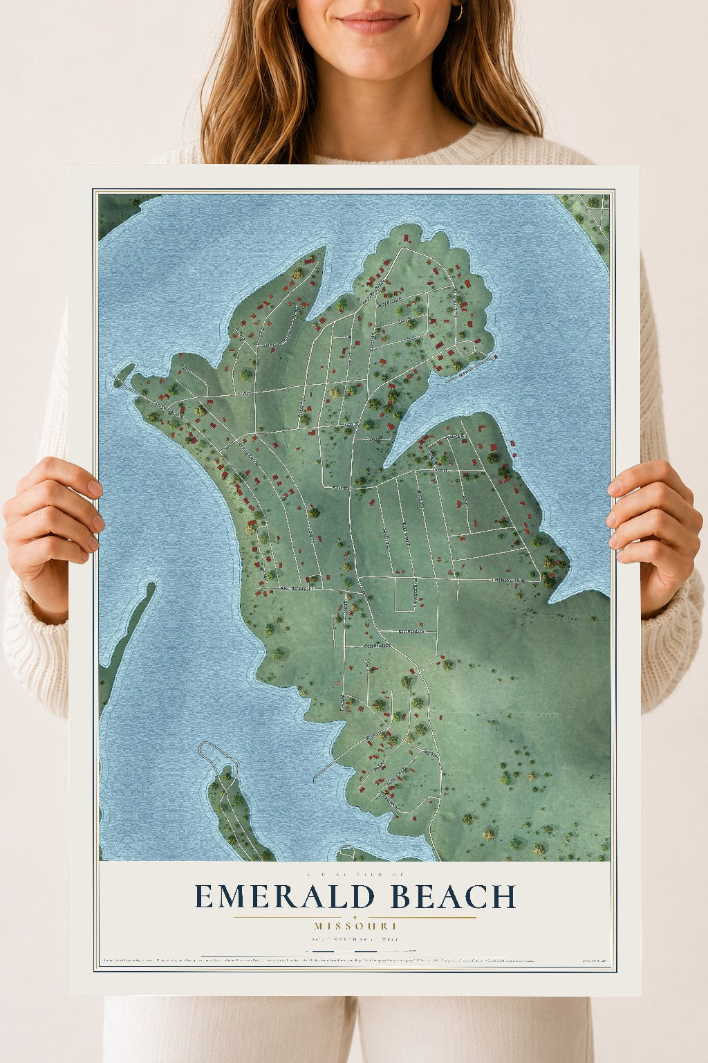 Map of Emerald Beach, Missouri, 18 x 24 inch unframed archival matte print