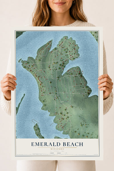 Map of Emerald Beach, Missouri, 18 x 24 inch unframed archival matte print