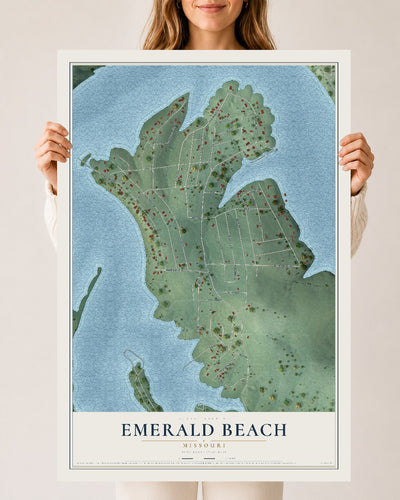 Map of Emerald Beach, Missouri, 24 x 36 inch unframed archival matte print