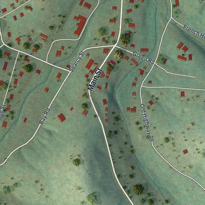 Second close-up of the map of Eminence, Missouri print showing more streets and buildings