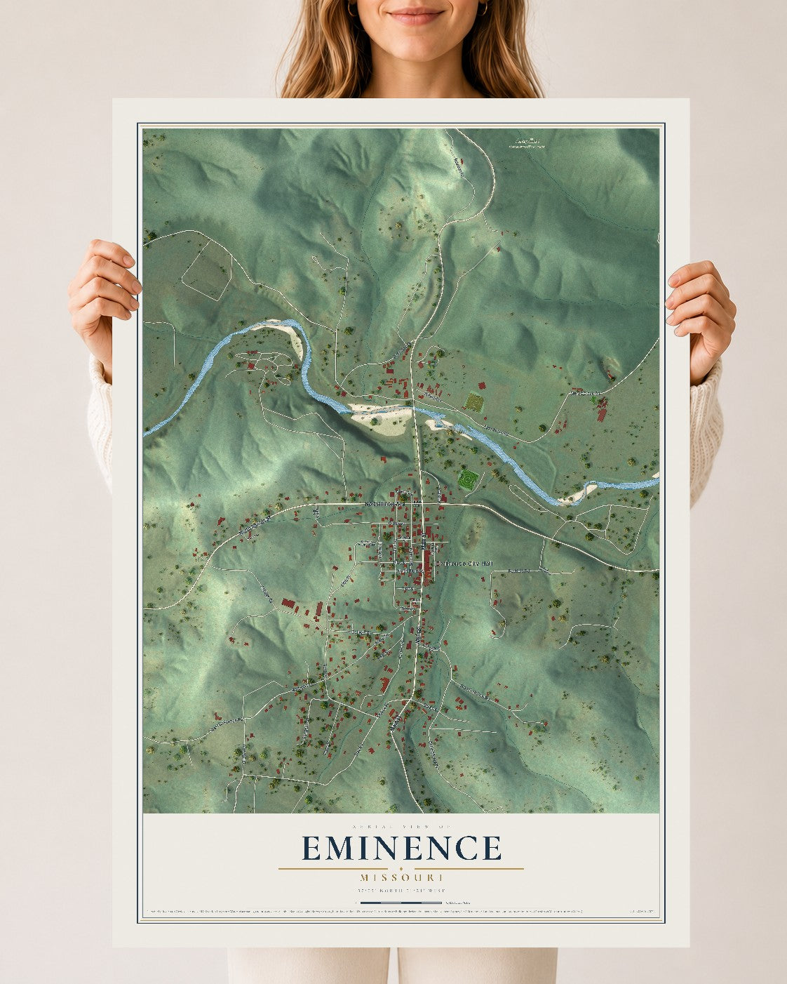 Map of Eminence, Missouri, 24 x 36 inch unframed archival matte print