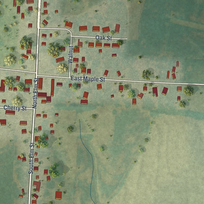 Close-up of the map of Emma, Missouri print showing street and building detail