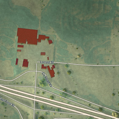 Second close-up of the map of Emma, Missouri print showing more streets and buildings