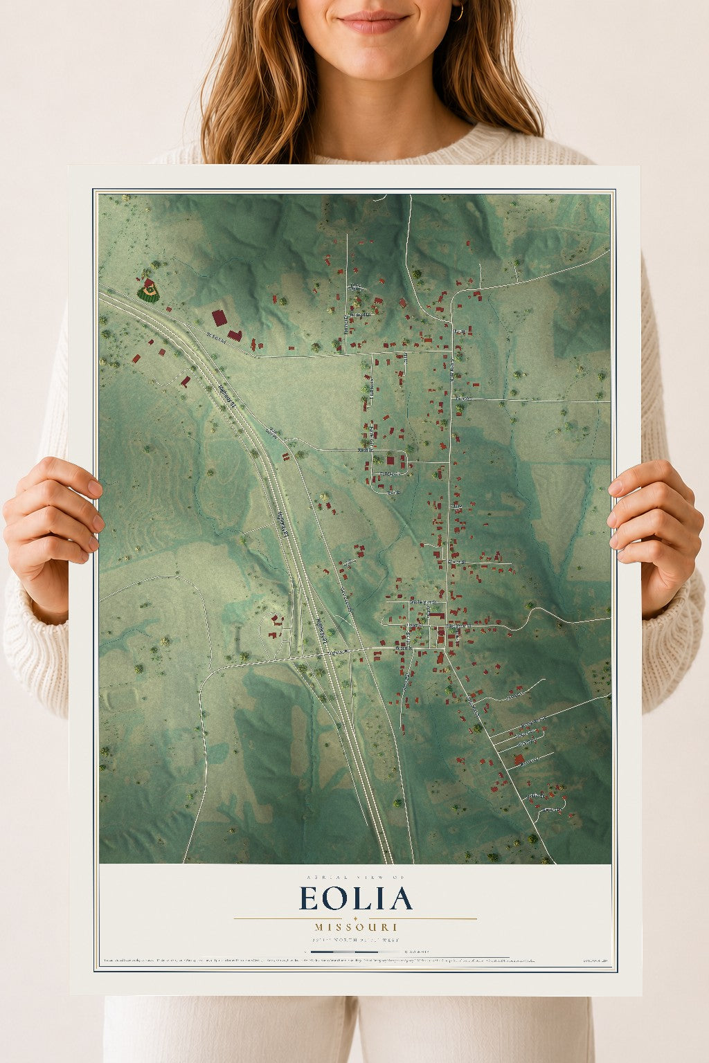 Map of Eolia, Missouri, 18 x 24 inch unframed archival matte print