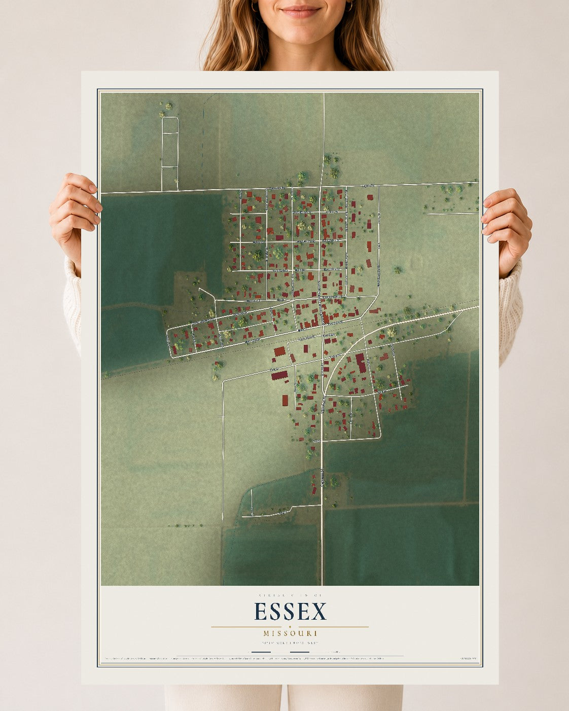 Map of Essex, Missouri, 24 x 36 inch unframed archival matte print