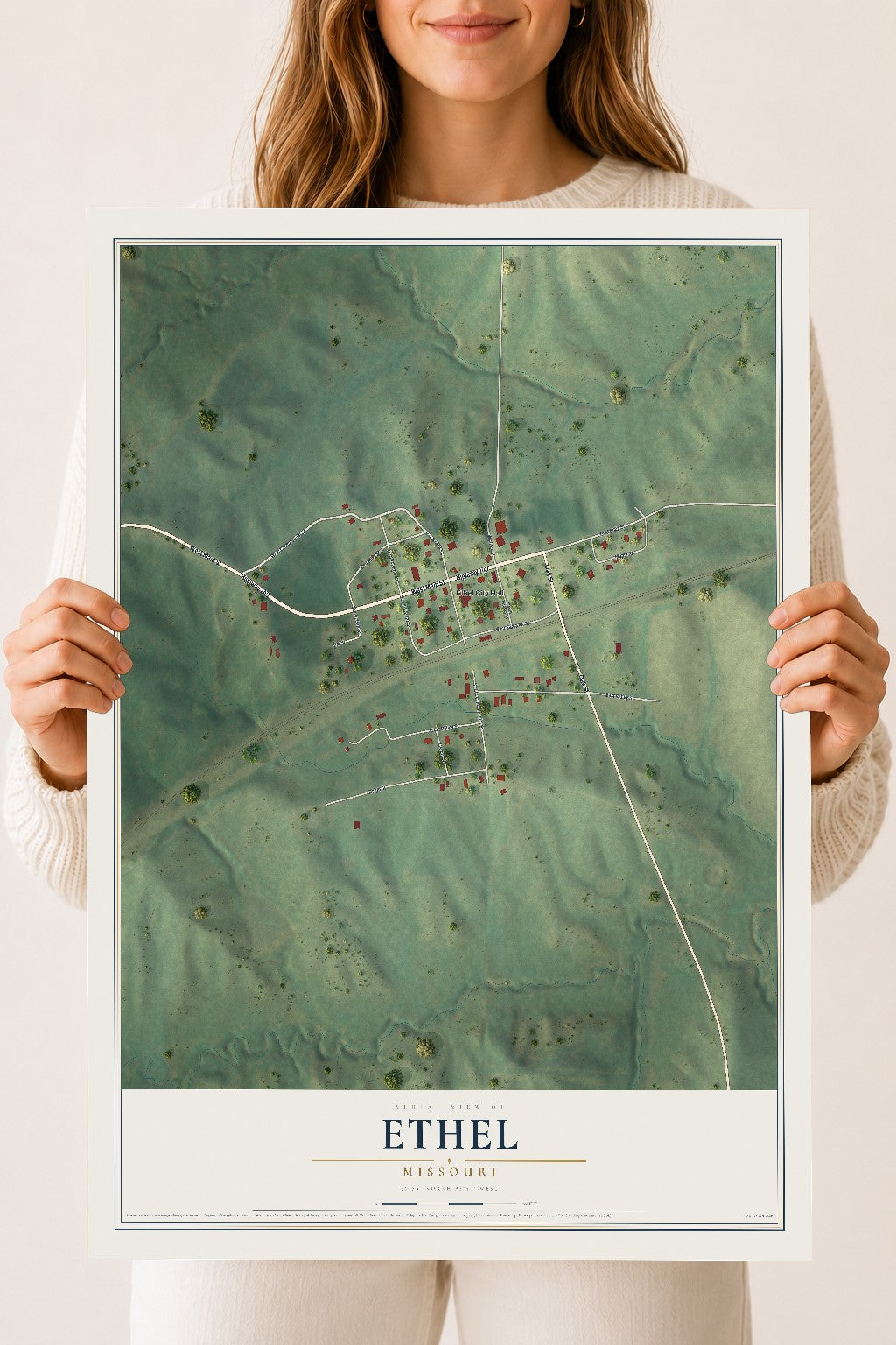 Map of Ethel, Missouri, 18 x 24 inch unframed archival matte print