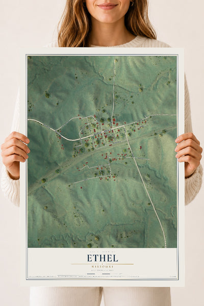 Map of Ethel, Missouri, 18 x 24 inch unframed archival matte print