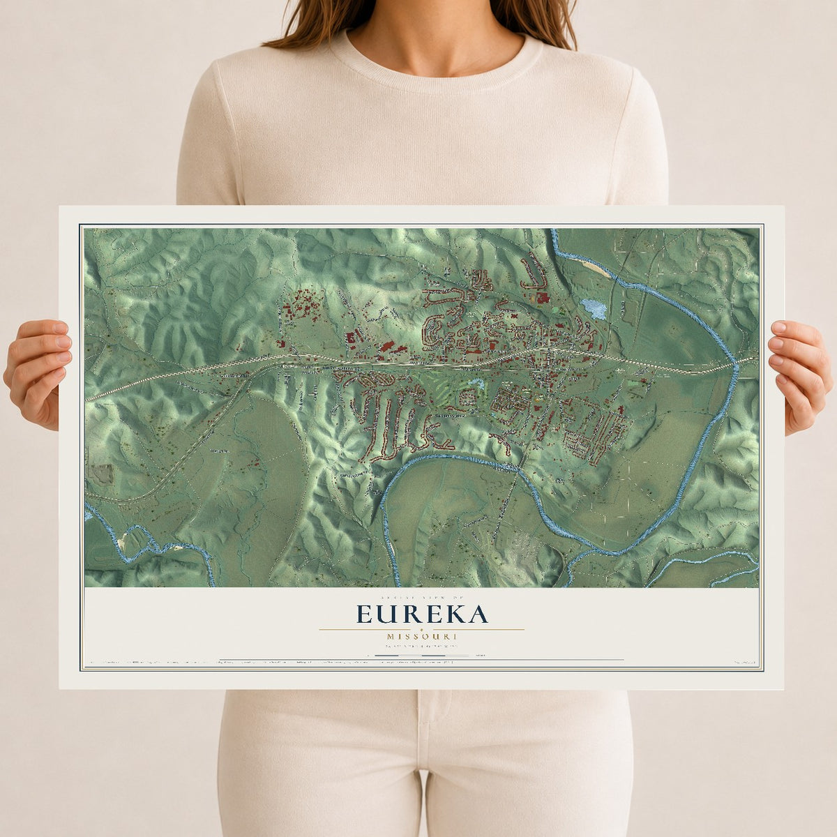 Map of Eureka, Missouri, 12 x 18 inch unframed archival matte print