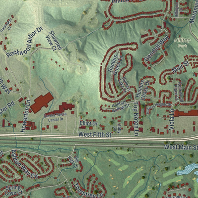 Close-up of the map of Eureka, Missouri print showing street and building detail