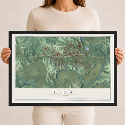 Map of Eureka, Missouri, 12 x 18 inch print in a black wood frame
