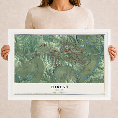 Map of Eureka, Missouri, 12 x 18 inch print in a white wood frame