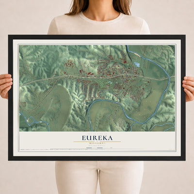 Map of Eureka, Missouri, 18 x 24 inch print in a black wood frame