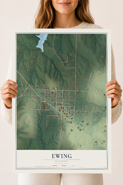 Map of Ewing, Missouri, 18 x 24 inch unframed archival matte print