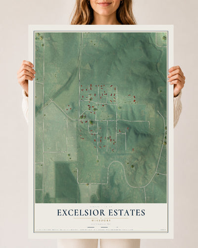 Map of Excelsior Estates, Missouri, 24 x 36 inch unframed archival matte print