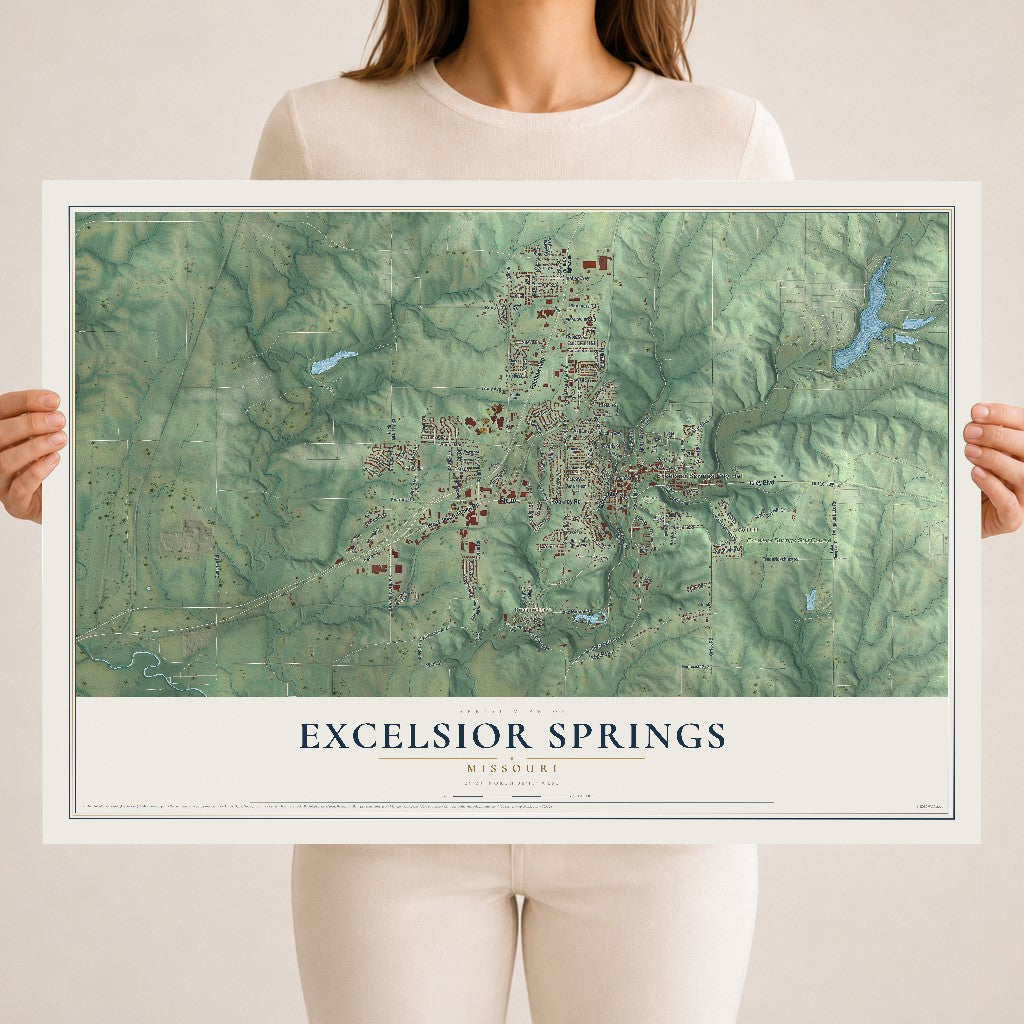 Map of Excelsior Springs, Missouri, 18 x 24 inch unframed archival matte print