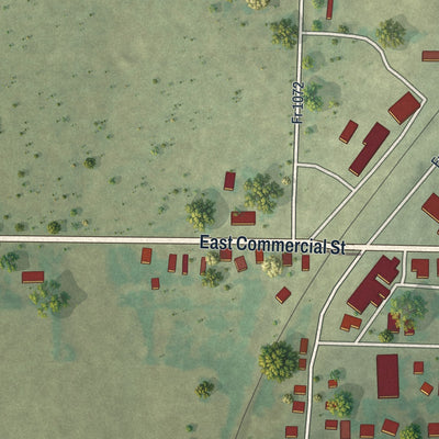 Second close-up of the map of Exeter, Missouri print showing more streets and buildings