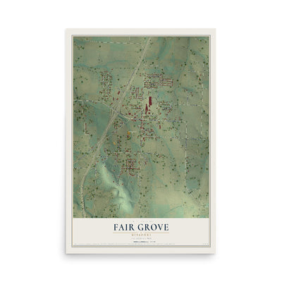 Map of Fair Grove, Missouri, 12 x 18 inch unframed archival matte print
