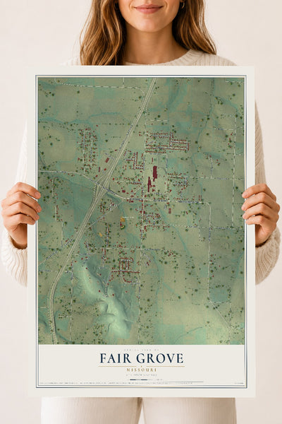 Map of Fair Grove, Missouri, 18 x 24 inch unframed archival matte print