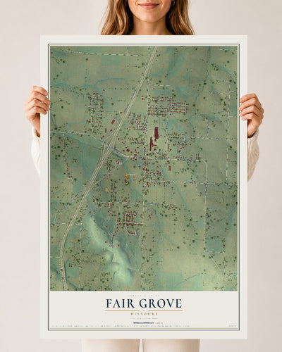 Map of Fair Grove, Missouri, 24 x 36 inch unframed archival matte print