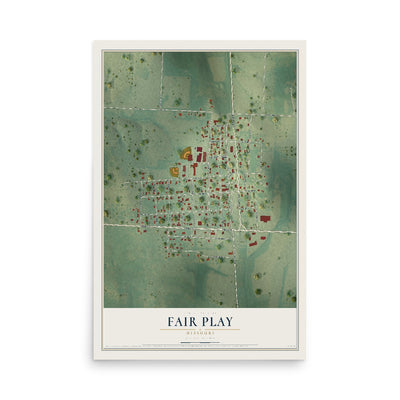 Map of Fair Play, Missouri, 12 x 18 inch unframed archival matte print
