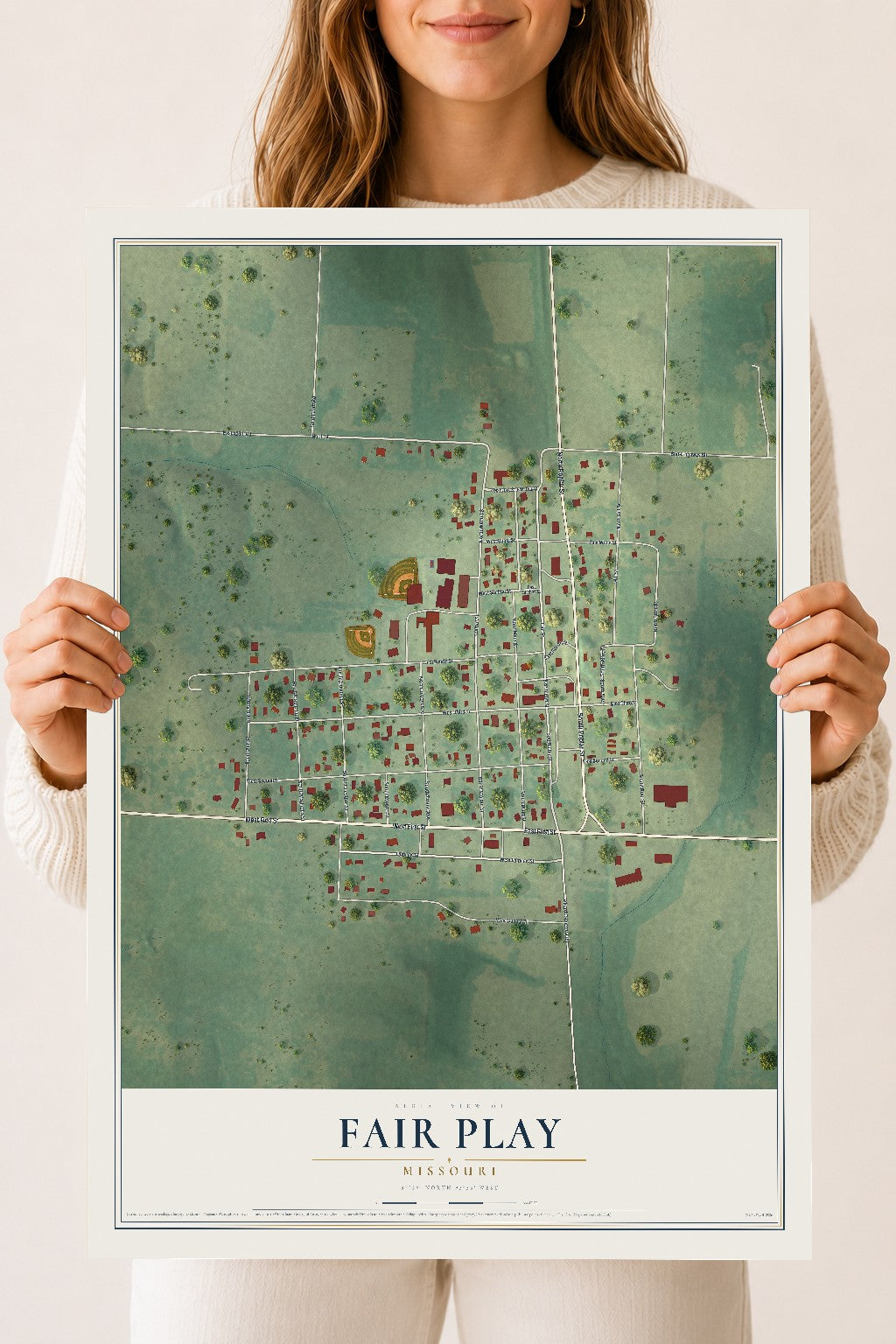 Map of Fair Play, Missouri, 18 x 24 inch unframed archival matte print