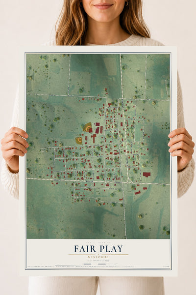 Map of Fair Play, Missouri, 18 x 24 inch unframed archival matte print
