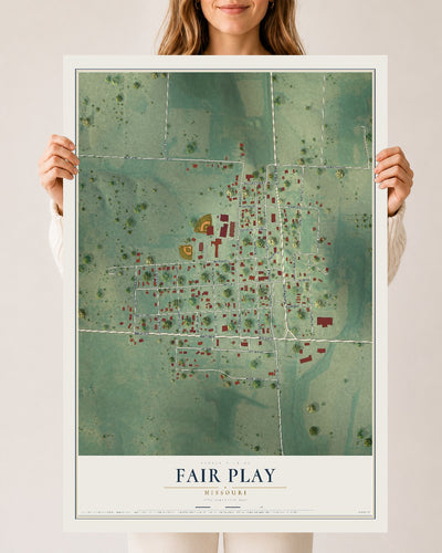 Map of Fair Play, Missouri, 24 x 36 inch unframed archival matte print