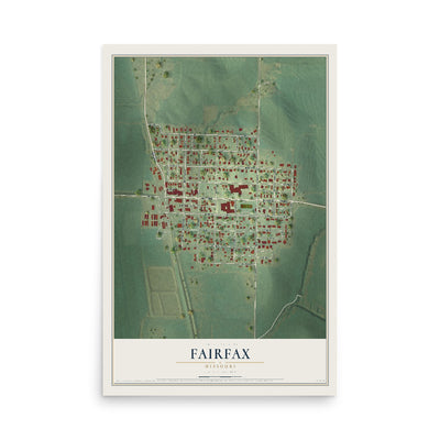 Map of Fairfax, Missouri, 12 x 18 inch unframed archival matte print