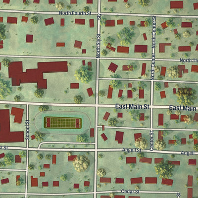 Close-up of the map of Fairfax, Missouri print showing street and building detail