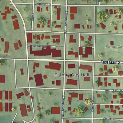 Second close-up of the map of Fairfax, Missouri print showing more streets and buildings