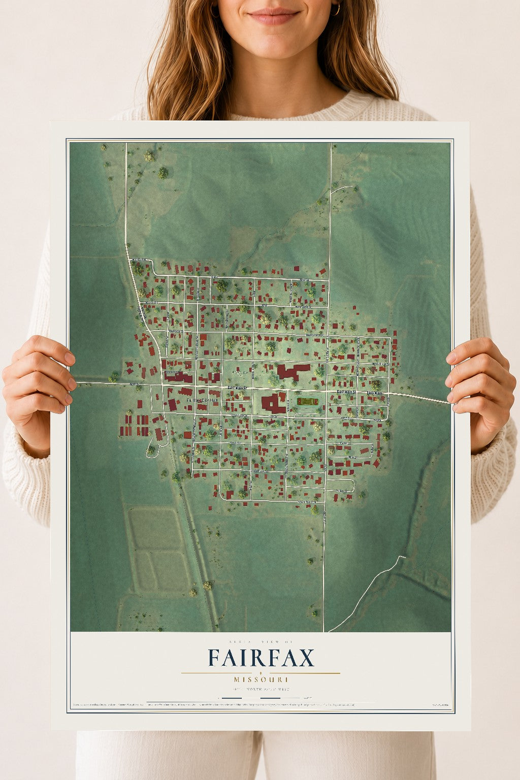Map of Fairfax, Missouri, 18 x 24 inch unframed archival matte print