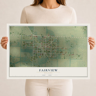 Map of Fairview, Missouri, 12 x 18 inch unframed archival matte print