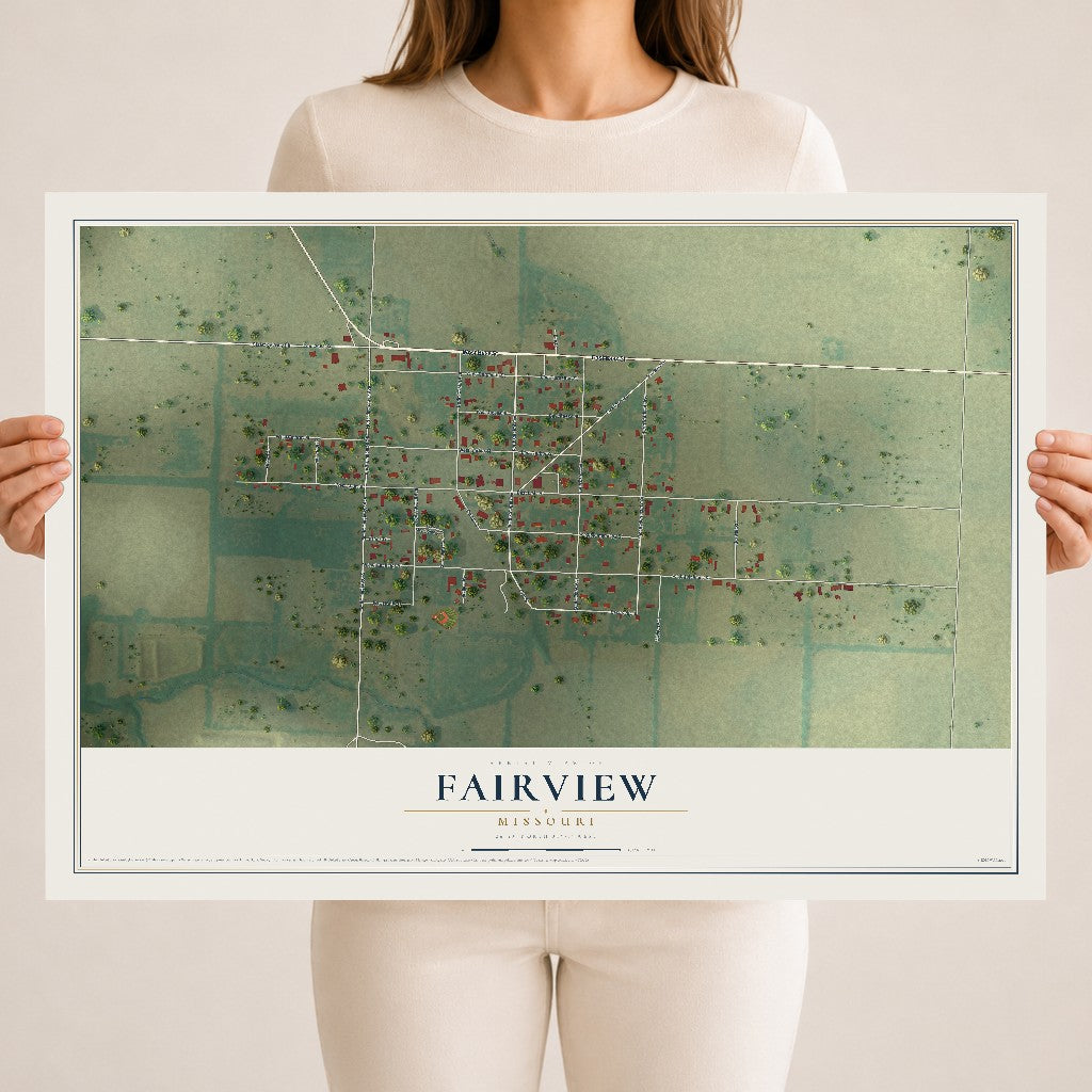 Map of Fairview, Missouri, 18 x 24 inch unframed archival matte print
