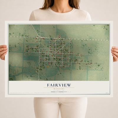 Map of Fairview, Missouri, 18 x 24 inch unframed archival matte print