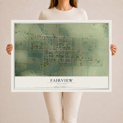 Map of Fairview, Missouri, 24 x 36 inch unframed archival matte print