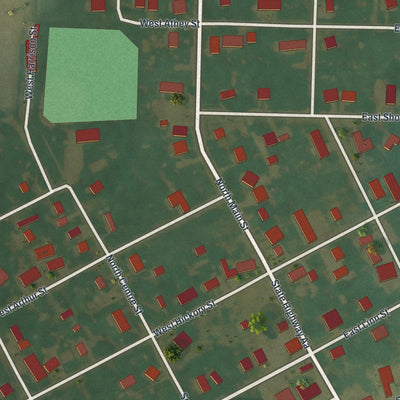 Close-up of the map of Farber, Missouri print showing street and building detail