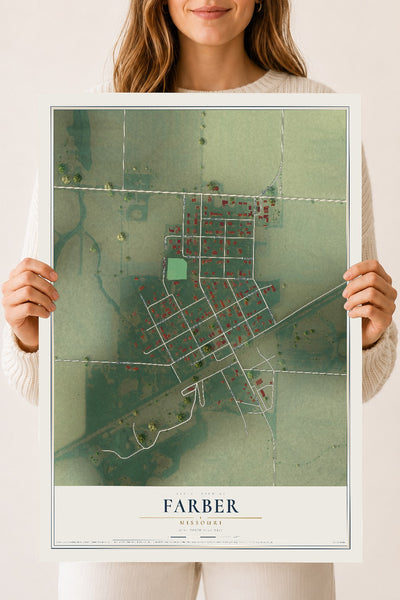 Map of Farber, Missouri, 18 x 24 inch unframed archival matte print
